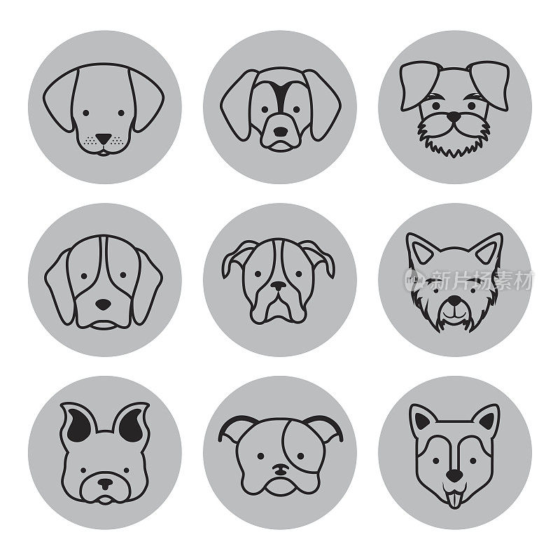 Icon set love dogs